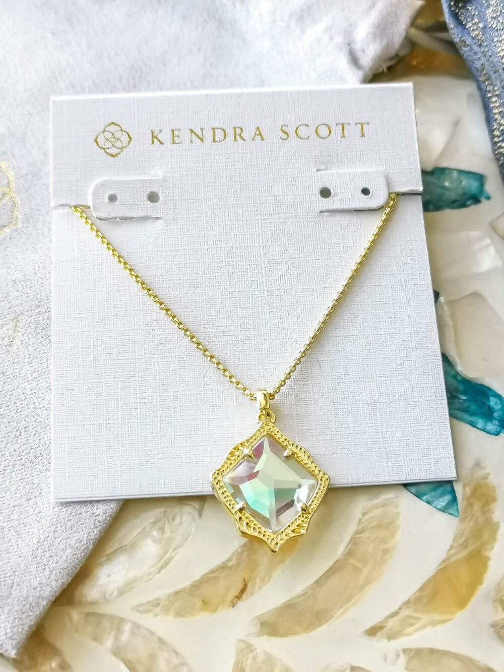 Kendra Scott Kacey Gold Dichroic Glass Pendant Necklace